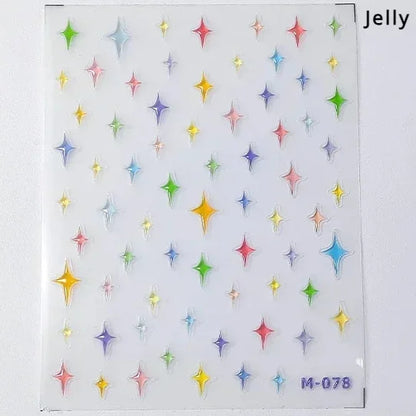 1 piece  5D silver nail stickers metal mini star nail art stickers high quality exquisite decals self-adhesive nail art stickers
