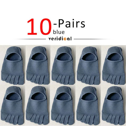 5 Pairs Invisible Toe Socks Summer Thin Cotton Mesh Shallow Mouth Soft Elastic Breathable Deodorant Cool 5 Finger Socks Sokken