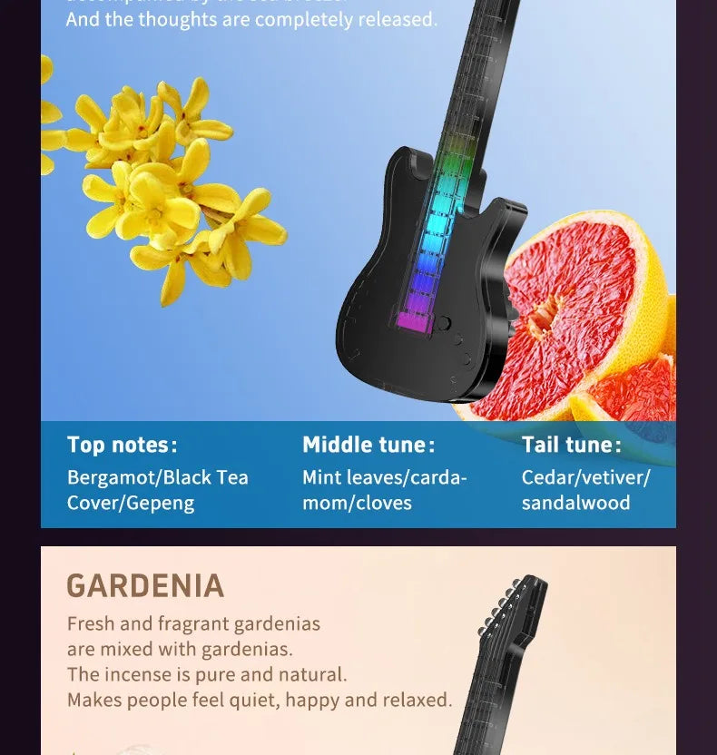 1PC Car Air Conditioner Vent Guitar Aromatherapy Atmosphere Light Perfume Fragrance Decorative Music Pickup Lamp Car Accessories