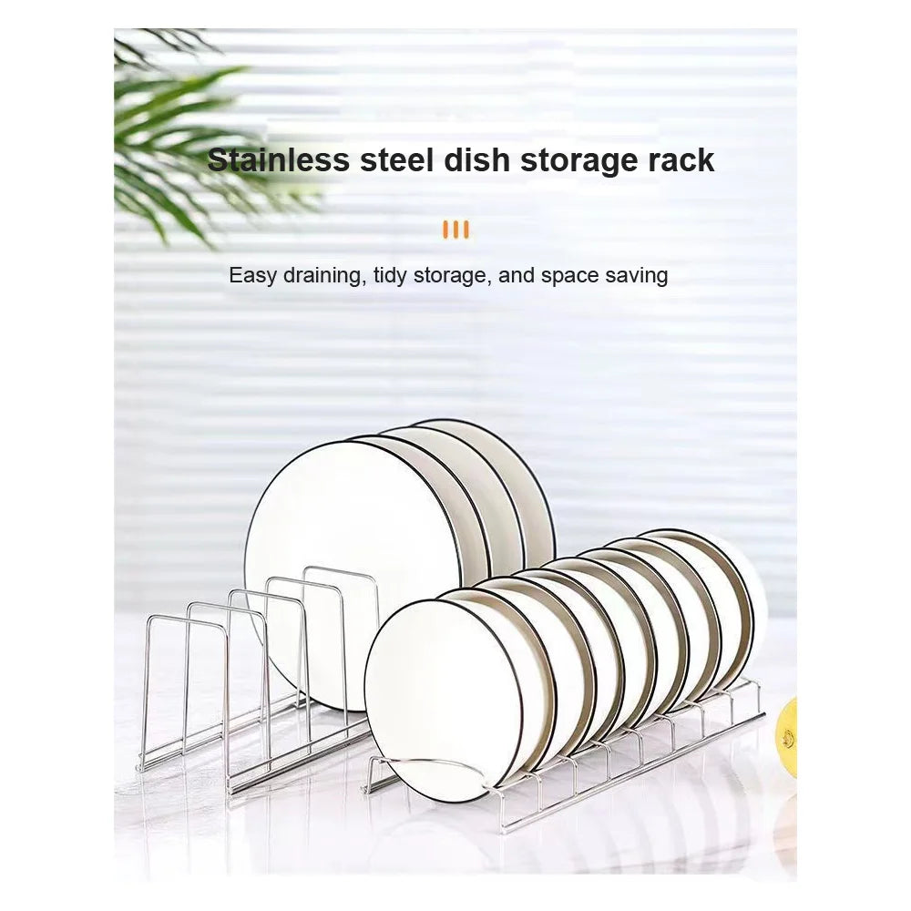 Stainless Steel Dish Draining Rack Multipurpose Silver Plates Storage Rack Space Saving Bowls Plates Drainer Holder Kitchen