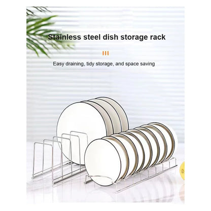 Stainless Steel Dish Draining Rack Multipurpose Silver Plates Storage Rack Space Saving Bowls Plates Drainer Holder Kitchen
