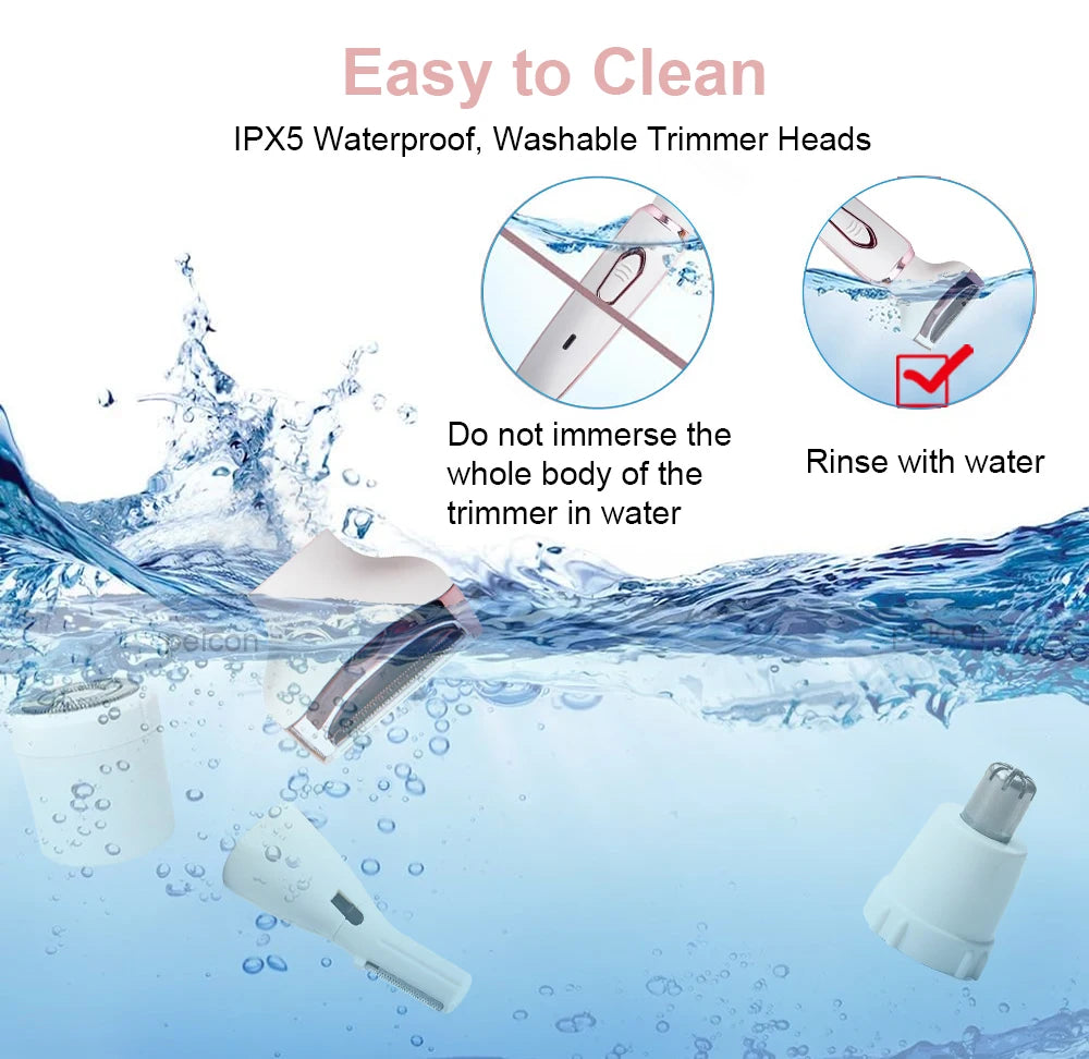Electric Razor for Women Leg Body Hair Shaver Bikini Underarm Epilator Painless Facial Mustache Trimmer Portable Hair Remover