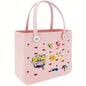 L Large Beach Bag EVA Rubber Waterproof Beach Travel Picnic Storage Basket Women's Shopping Handbag Hemp Bag Jelly Tote Bag