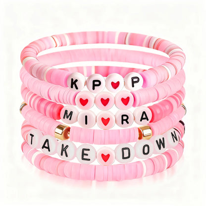 6pcs Korean Pop K-Pop Bracelet Set Multicolor Kpop Group Lettering Jewelry Durable Fan Accessory Concert Cosplay Birthday Gift