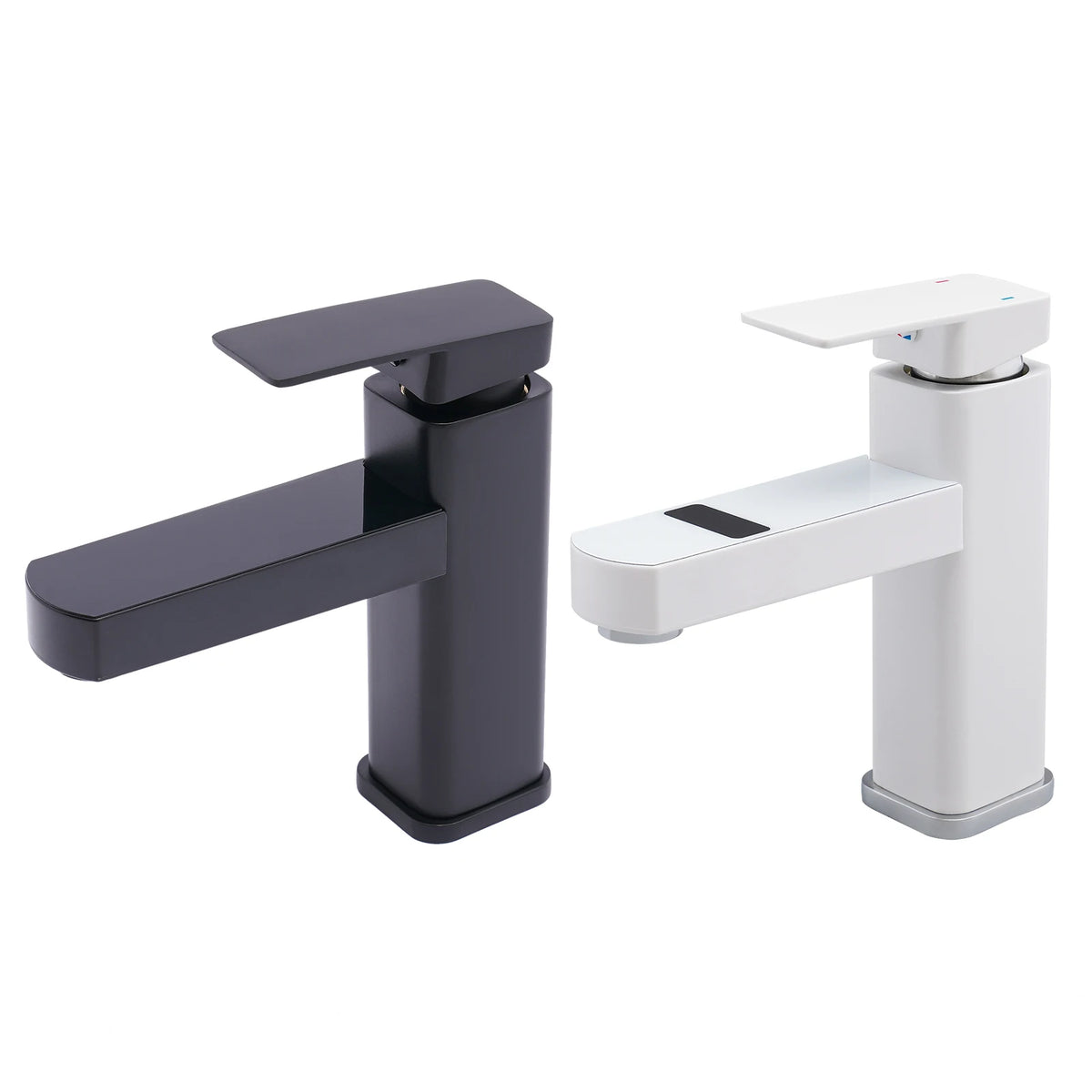 Black And White Washbasin Faucet, Bathroom Kitchen Single Pole Faucet With Digital Display Screen