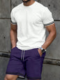 New European & American Style Men's Summer Loose-Fit Set Men's Crew Neck Short-Sleeve Top & Athletic Casual Shorts Two-Piece Set