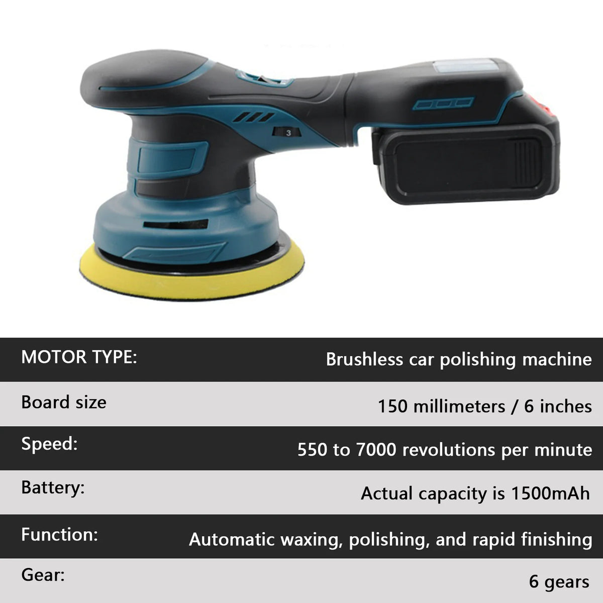 Brushelss Car Polisher 6 Gears Cordless Electric Polishing Machine Metal Waxing Wood Grinding For Maktita 18v Battery Pin