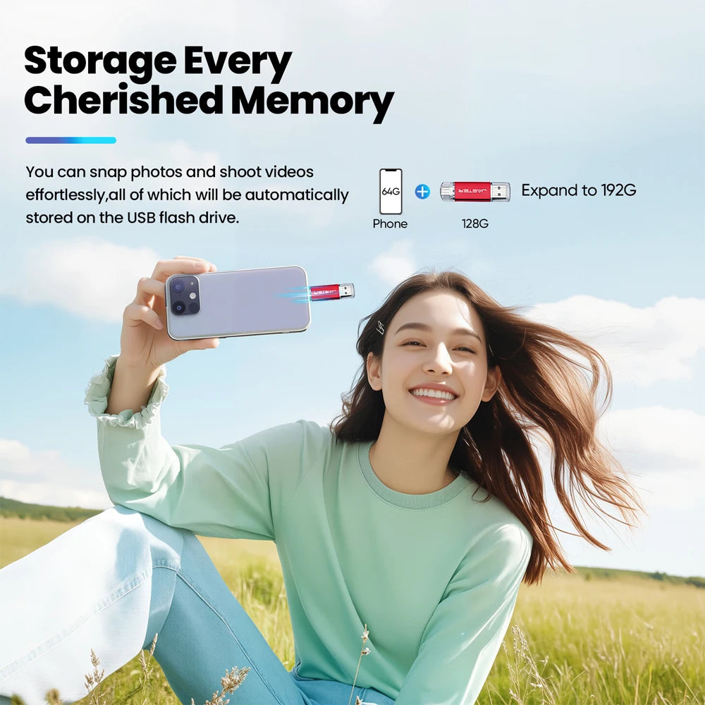 JASTER High Speed TYPE C 2in1 USB Flash Drive 64GB Metal Pen Drive Smart Phone Car TV 8GB Office Gift Memory Stick Fast Delivery