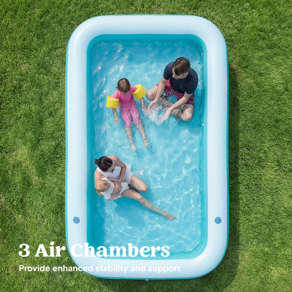 Sloosh 130 x 72 x 22 inches Inflatable pool for adults with seats durable and thick above ground for backyard garden lawn party
