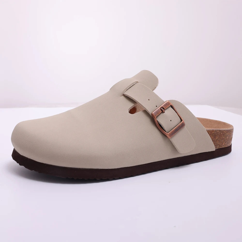 Shevalues Men's Suede Clogs Soft Leather Mules Men New Summer Men Cork Sandals Comfort Slip On Unisex Clogs With Arch Support