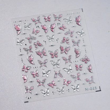 5D Pink White Black Bowknot Ribbon Pearl Sweet Bow Nail Sticker Adhesive Nail Art Decoration Parts Stickers Manicure Decals