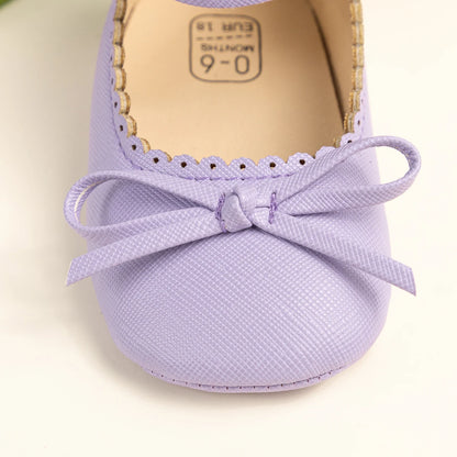 New Baby Shoes Girls' Soft-soled Leather Bowknot Party Princess Shoes Light Flat First Walkers Breathable and Anti-slip