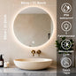 Smart Round Bathroom Mirror With LED Backlit Lights Wall Mounted Mirror 3 Colors Memory Stepless Dimmable Waterpoof IP54 Touch Switch