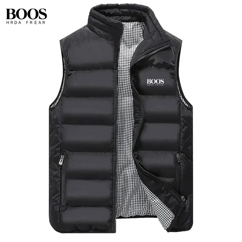 Men's Embroidery Brand High Quality Warm Vest Vest, Autumn and Winter Luxury Fashion Brand, Sleeveless Outdoor Windproof Jacket