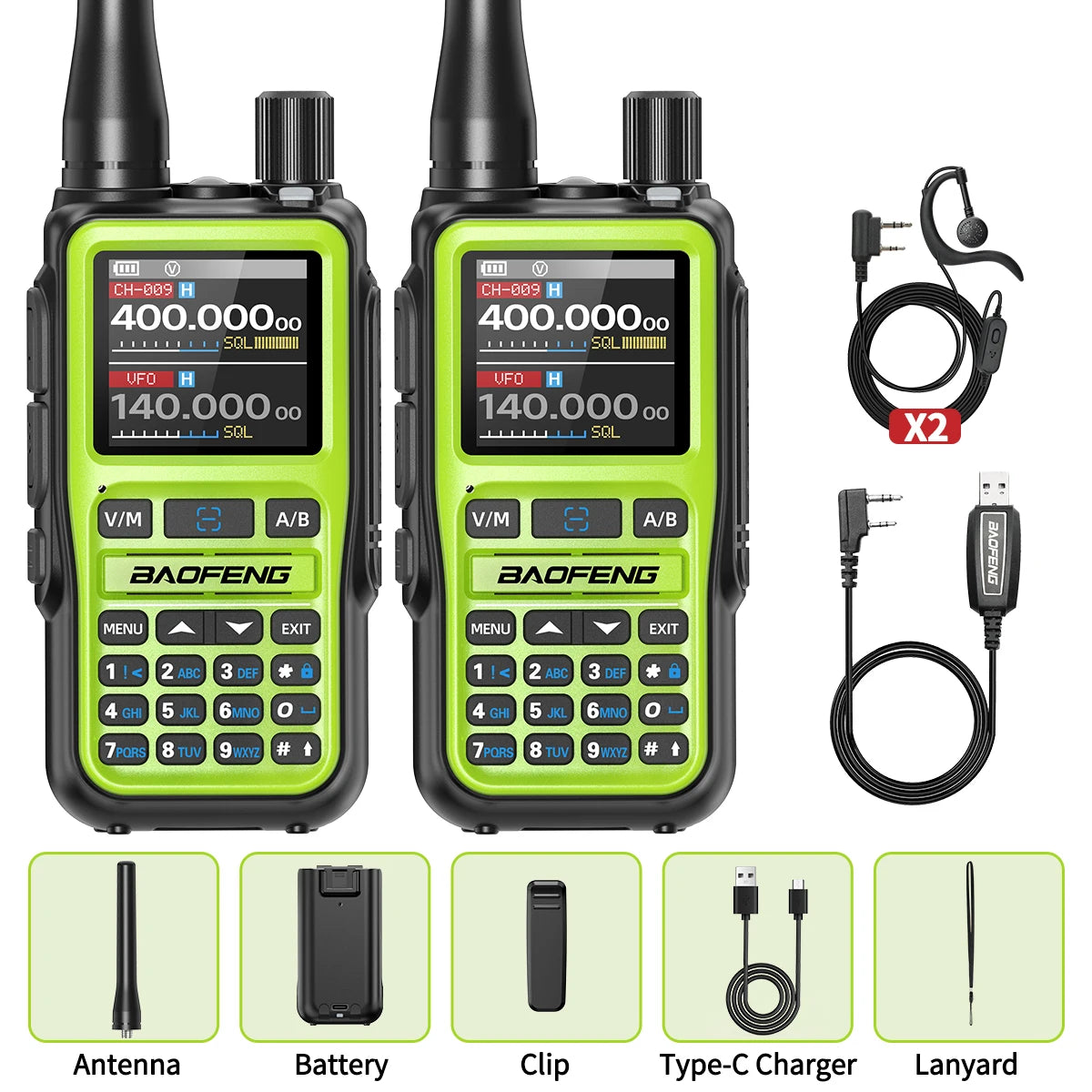 Baofeng UV-5R Mini Walkie Talkie Bluetooth Programming Wireless Copy Frequency Full Band 999CH AM FM Type-C Long Range Ham Radio