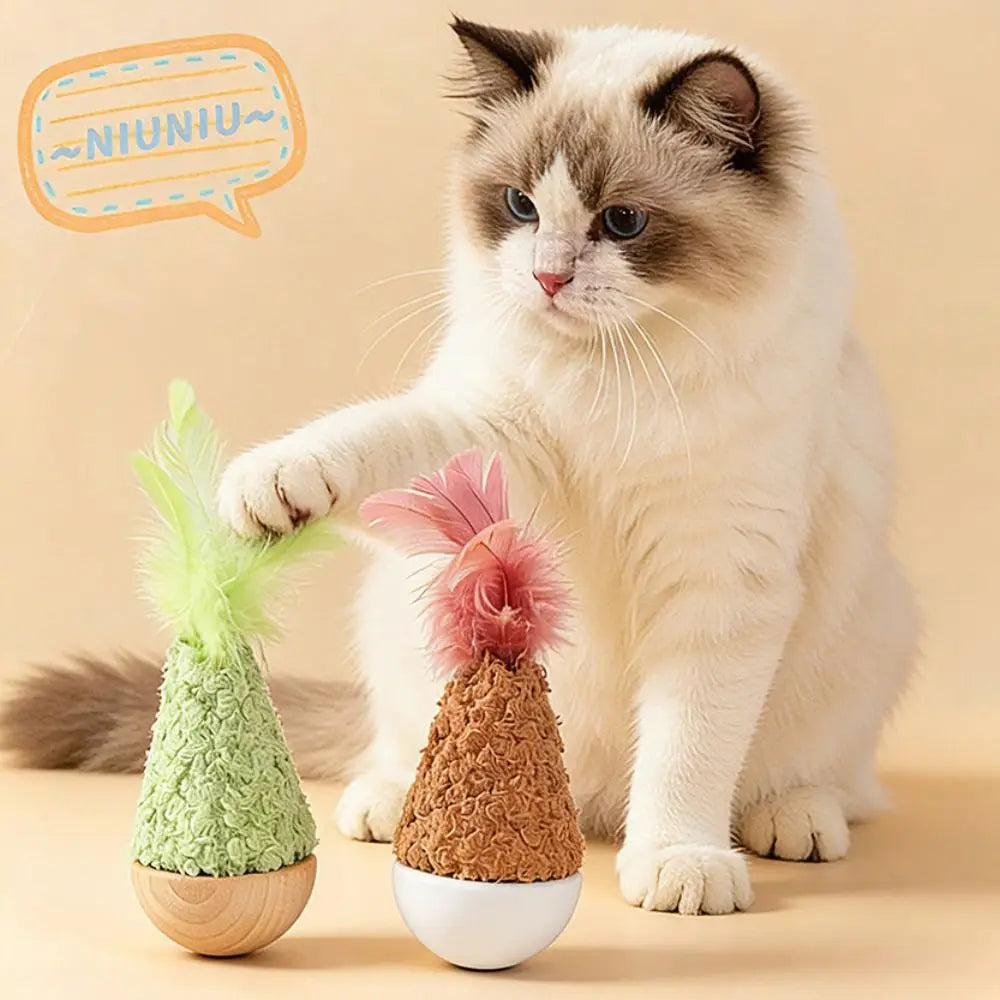 Creative Feather Tumbler Wobbler Wobbler Design Non-toxic Cat Supplies Bite-resistant Attractive Interactive Cat Solo Play