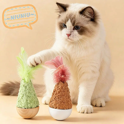 Creative Feather Tumbler Wobbler Wobbler Design Non-toxic Cat Supplies Bite-resistant Attractive Interactive Cat Solo Play