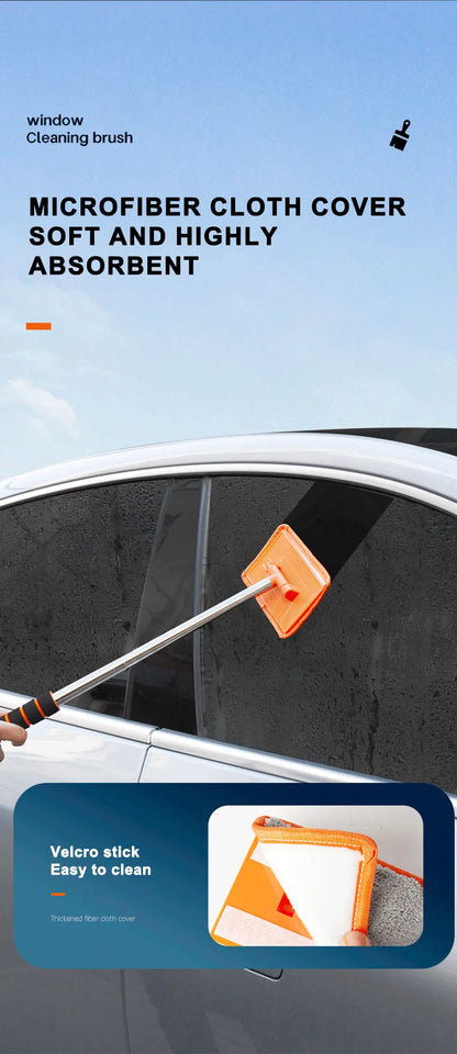 SEAMETAL Car Windshield Cleaning Brush Window Glass Clean Wiper Scalable Long Handle Scratch-Free Soft Wash Cloth Washing Tool