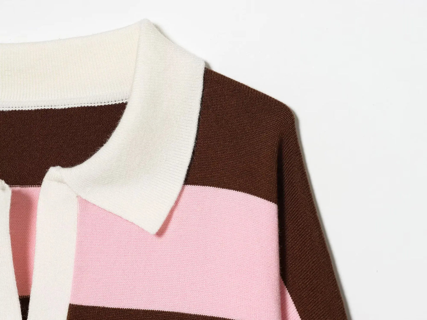 Sweater knitted Pullover Women's Spring 2026 New Fashion Striped Loose Polo neck Warm Women Sweater Chic Youth Holiday Pullover