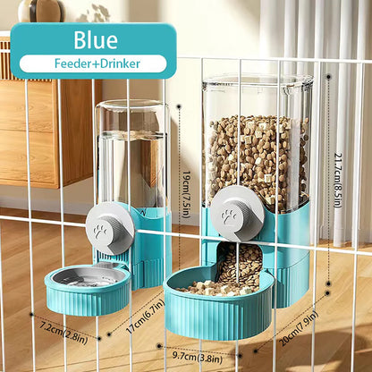 1.2L Automatic Pet Feeder Cage Hanging Bowl，Suitable for Small Puppy Cat Rabbit Food Container Dispenser Bowl