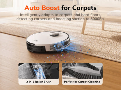 ILIFE A30 Pro Robot Vacuum Cleaner with Automatic Self-Emptying Station, 5000Pa Strong Suction, LDS Navigation, 180min Runtime, 2-in-1 Mop and Sweep , APP Control ，Home Floor Carpet Clean