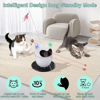 Smart Electric Cat Interactive Toy Two Speed Modes Auto Power Off Low Noise USB Charging Pet Stimulation Toy Stimulate Hunting Instinct for Indoor Cats Kittens Daily Entertainment