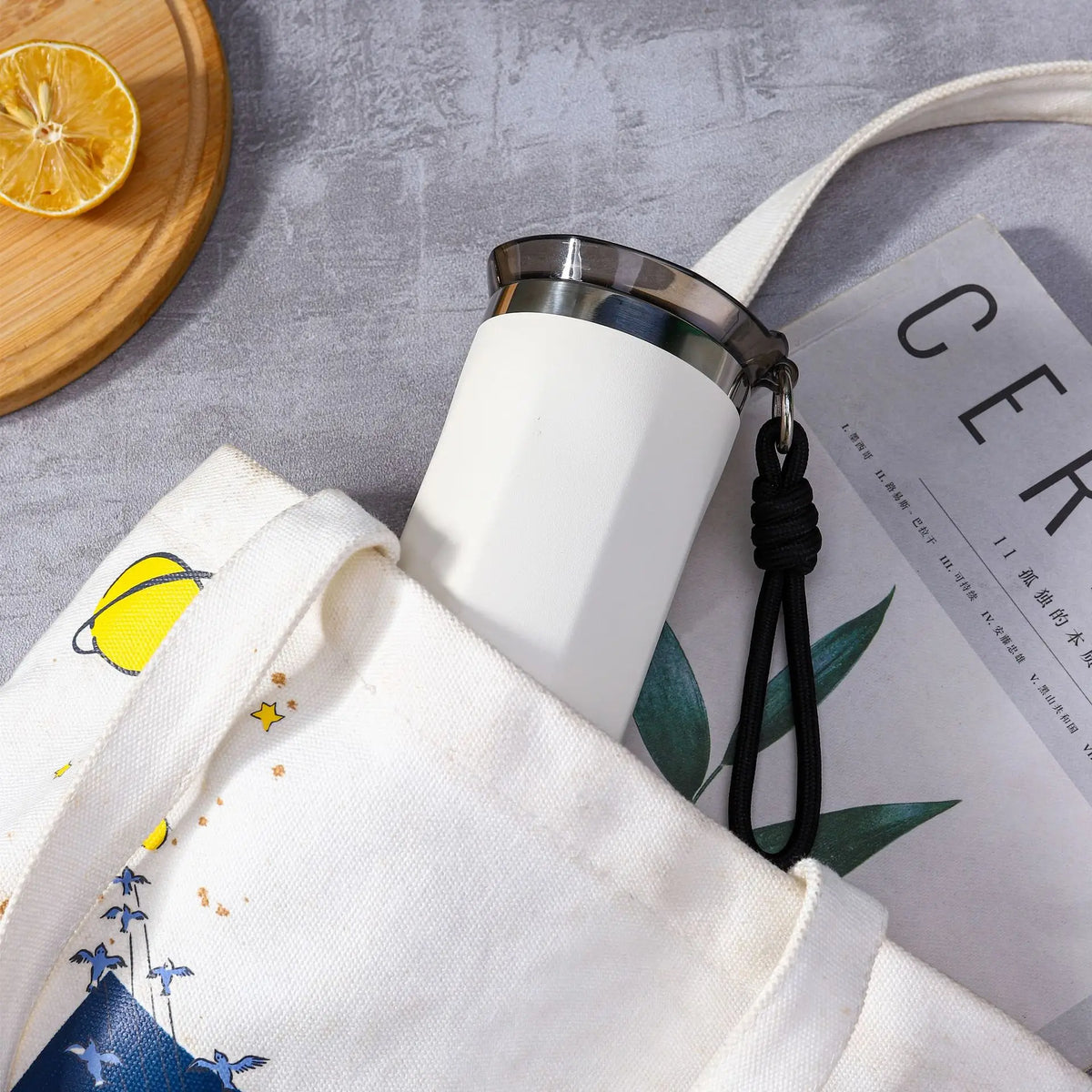 Vacuum Insulated Coffee Travle Mug Stainless Steel Thermo Bottle Cup Thermal Tumbler With Carrying Ring Flask for Hot Cold Drink