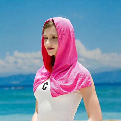 Cooling Hoodie Towel - UV Protection, Quick Drying, Perfect for Sports, Camping, Workouts, Cycling, Golf, Running, Hiking, and F