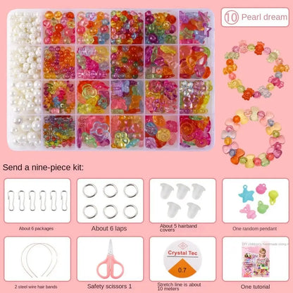 Arts Crafts DIY Handmade Beaded Kit Jewelry Set Handmade DIY Making Beads Kit DIY Creative Beads for Children Girl
