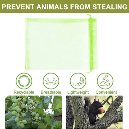Reusable Drawstring Plant Protection Net Bags Garden Pest Proof Cover For Fruit Trees Vegetables Grapes Strawberries Berries