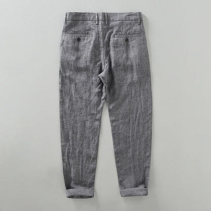 Summer New Pure Linen Casual Slim Pants for Men Clothing Thin Breathable Streetwear Men Trousers EC1335