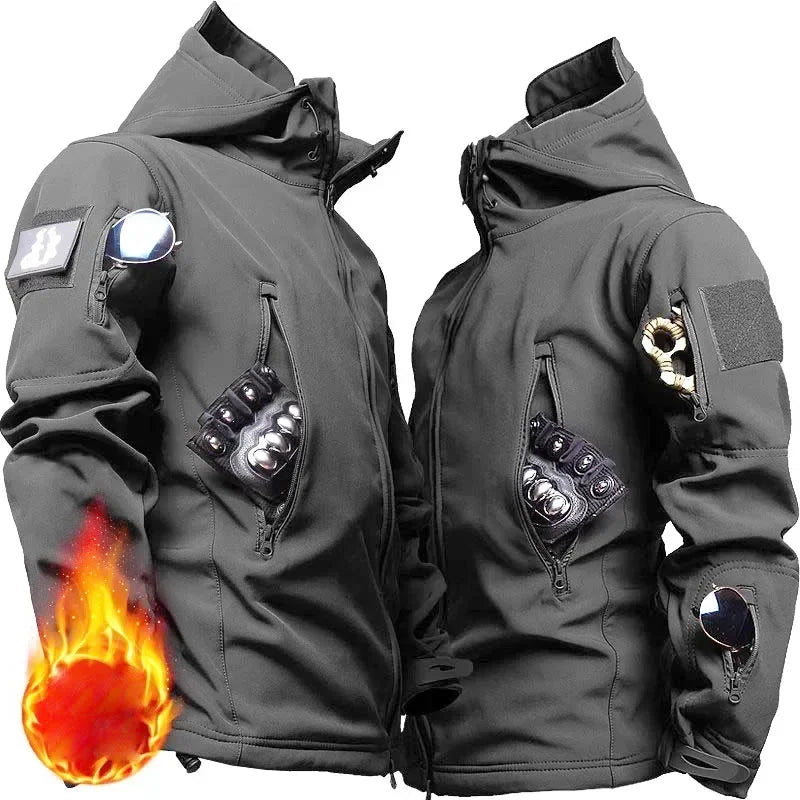 New Men's Winter Jacket Tactical  Sets Fleeced Sharkskin Windproof Waterproof Padding Suits Paintball Uniform Pockets Camo