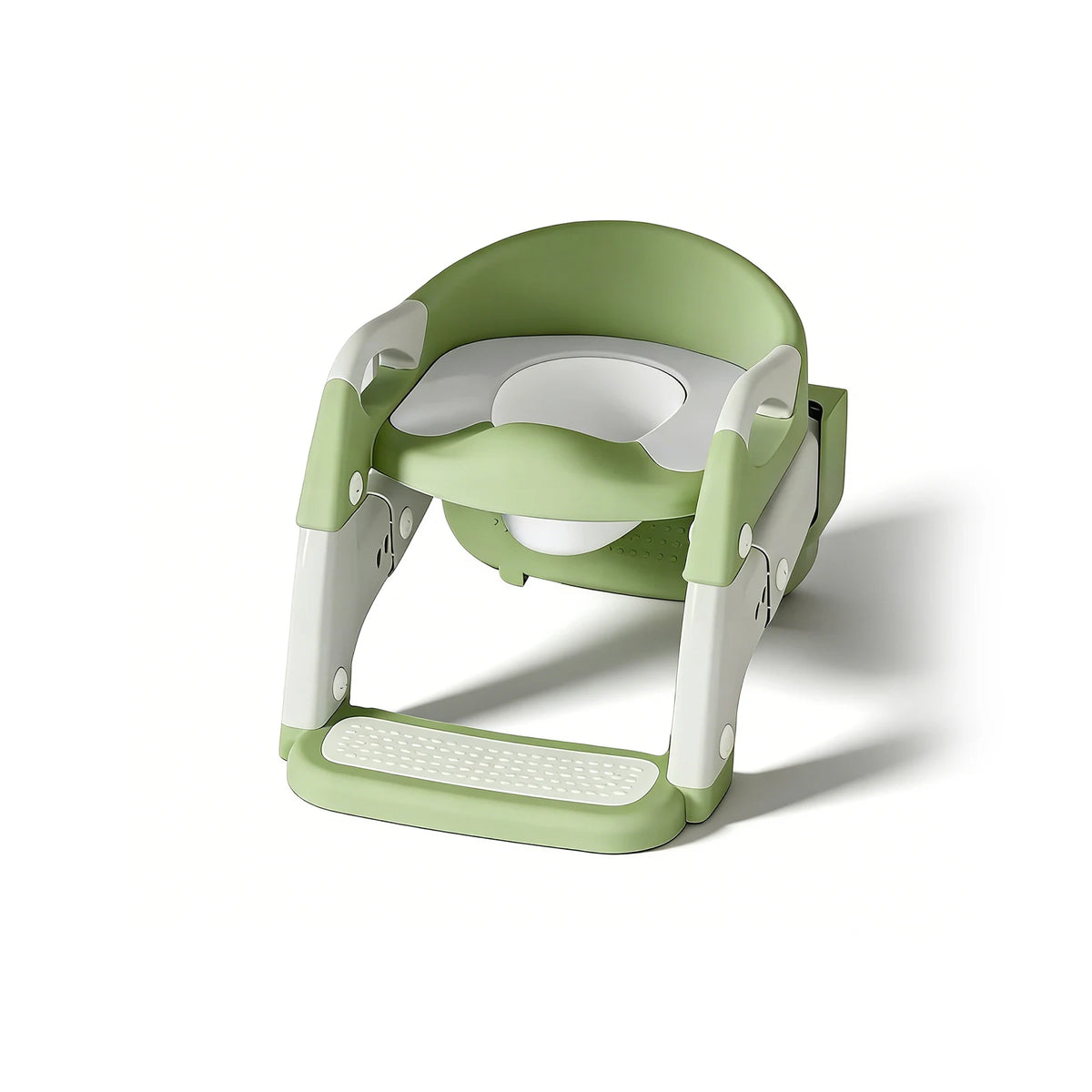 2-in-1 Toddler Toilet Ladder Seat – Adjustable Potty Training Seat with Non-Slip Steps & Anti-Slip Pads, Foldable for Boys & Girls, Bathroom Toilet Trainer (Grey Green Purple)