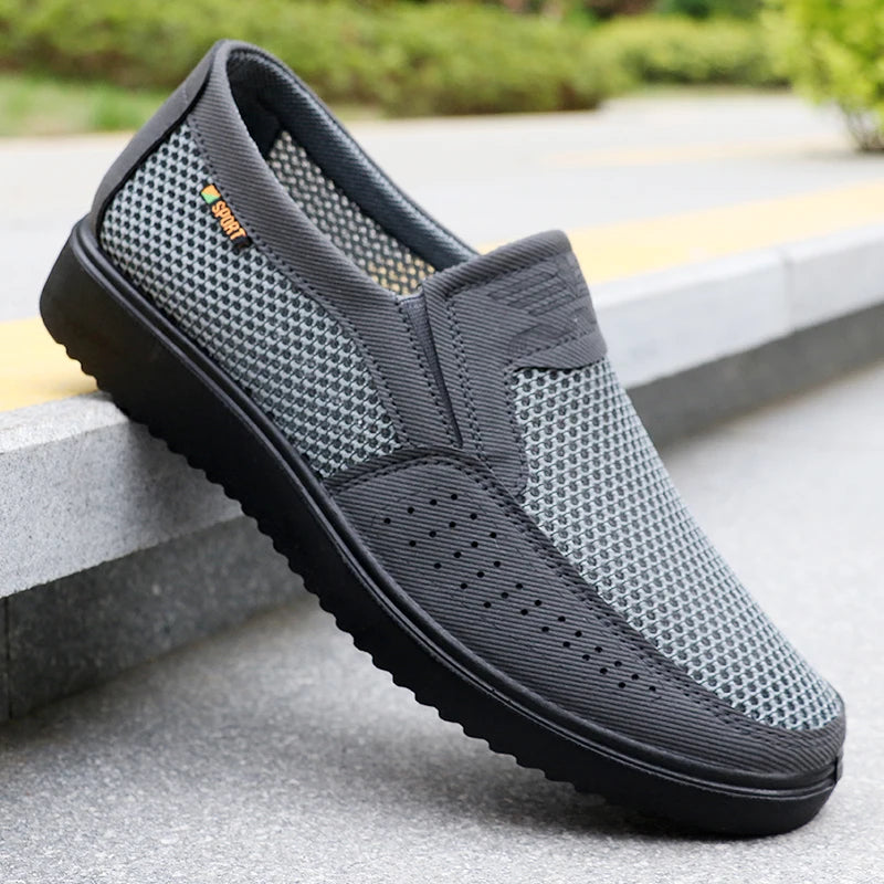 Men's Breathable Slip-On Casual Shoes - Lightweight Low-Top Walking Sneakers, Suitable for Outdoor Activities, Fishing, Parks, and Exercise, Brown Mesh Fabric, Rubber Sole, Comfortable for All Seasons, Outdoor Footwear | Low-