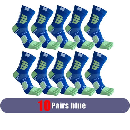 5 Pairs Sport Toe Socks Compression Pure Cotton Sweat-Absorbing Colorful Bike Marathon Fitness Outdoor Basketball 5 Finger Socks