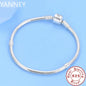 Famous Brand Original Certified 925 Sterling Silver Bracelet for Women DIY Charms Beads Snake Link Chain Classic Wrist Jewelry