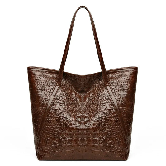 Simple Versatile Crocodile Print Tote Bag Large Capacity Fashion Handbag Vintage Design Shoulder Women's Bag
