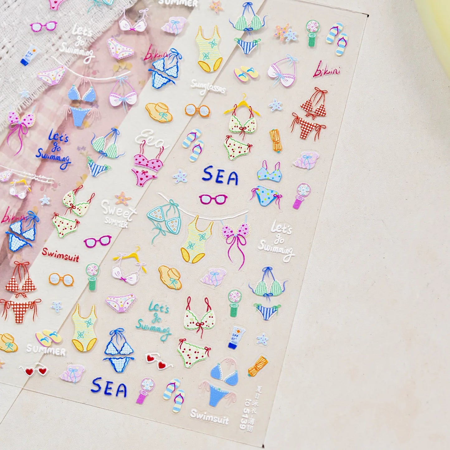 Cute Animal Face 5D Nail Art Stickers Cartoon Cat Bunny Dog Mouse Kawaii Expressions Simple Self Adhesive Manicure Decal DIY
