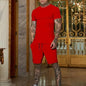 2025 summer new men's breathable sportswear short sleeved t-shirt and shorts set popular quick drying clothing