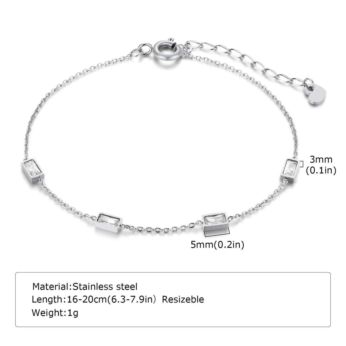 Women Chain Bracelet Silver Color, Stainless Steel Link Stackable Bracelets, Layered Waterproof Gifts