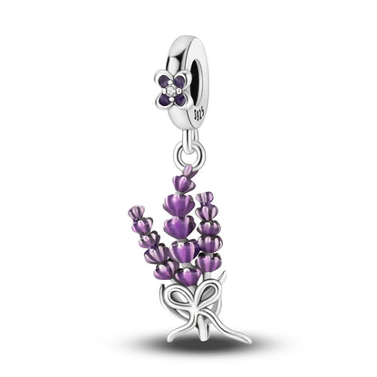 Original 925 Sterling Silver Charm Beads Clover Sunflower Tulip Carnation Pendant For Women Jewelry Fashion Gift