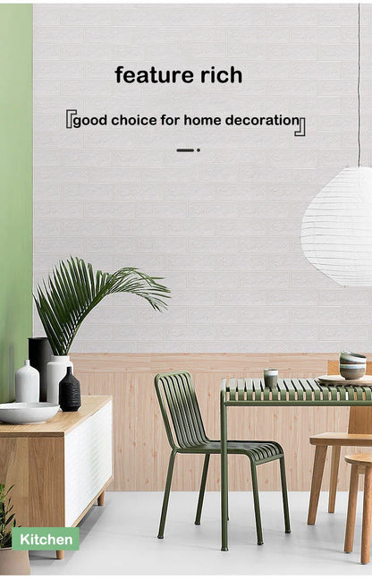 Self Adhesive PVC Waterproof Wallpaper For Home Decoration Peel and Stick 3D Foam Faux Brick Pattern Wall Stickers 70cmx2m
