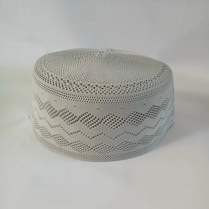 Muslim Caps For Men Colthing Crochet Knit Hat Turkey Kufi Islamic Kippah Jewish Turban White Cotton Mesh 0758