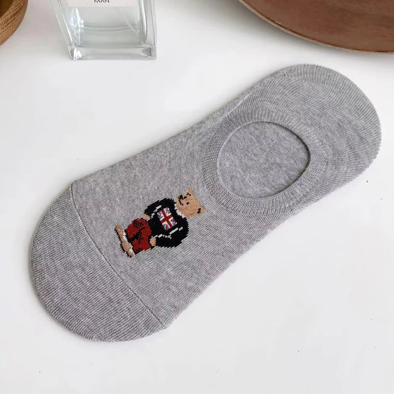 Good Quality Cartoon Gentleman Bear Men's Socks Cotton Harajuku Style Sport Boys Skateboard Novelty Breathable  Christmas Gifts