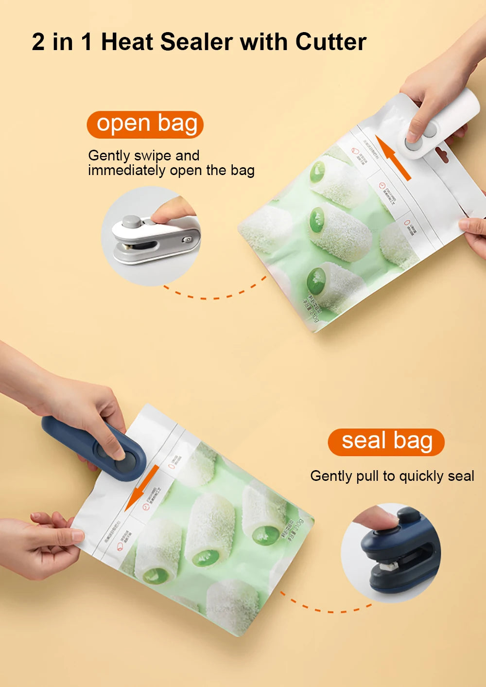 Plastic Bag Sealer Mini Portable Plastic Bags Sealing Machine Handheld Food Packaging Heat Sealer Thermal Plastic Bag Sealants