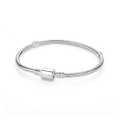 Original 925 Sterling Silver Bracelets Bangles Love Heart Clip Charms Beads Snake Chains For Women Rose Gold DIY Luxury Jewelry