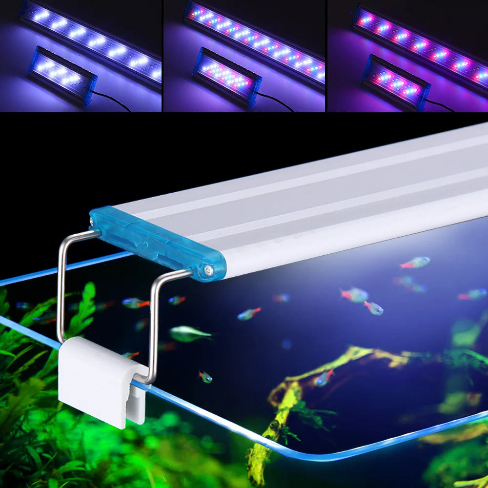 Extensible Waterproof Clip on Lamp For Fish Tank Super Slim Fish Tank Aquatic Plant Grow Aquarium LED Light 18-58cm 220V