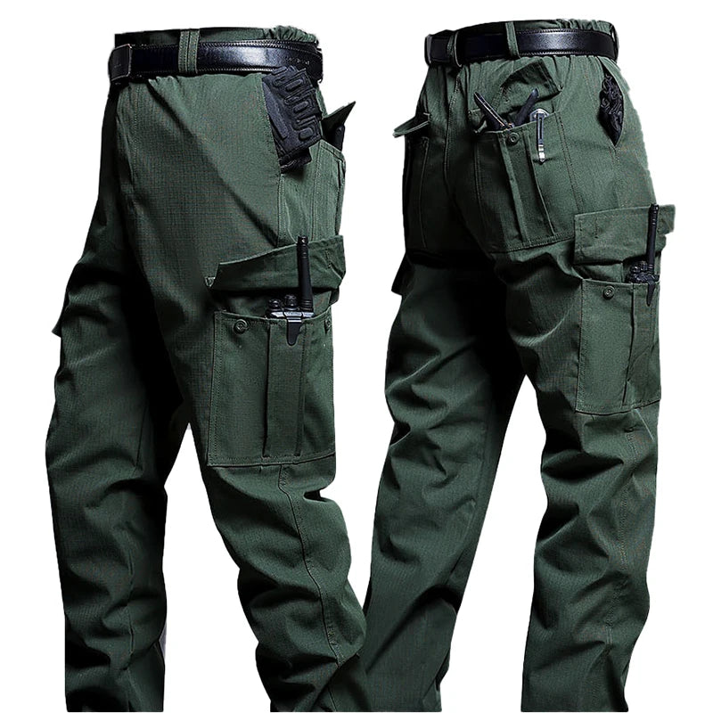 Wear-Resistant Cargo Pants Men Casual Work Stretch Trousers Breathable Multi-Pocket Outdoor Waterproof Training Hiking Pant Male