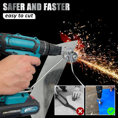 Electric Drill Plate Cutter Attachment Double Headed Free Cutting Tools Iron Metal Sheet Cutter Plate Punch Scissors
