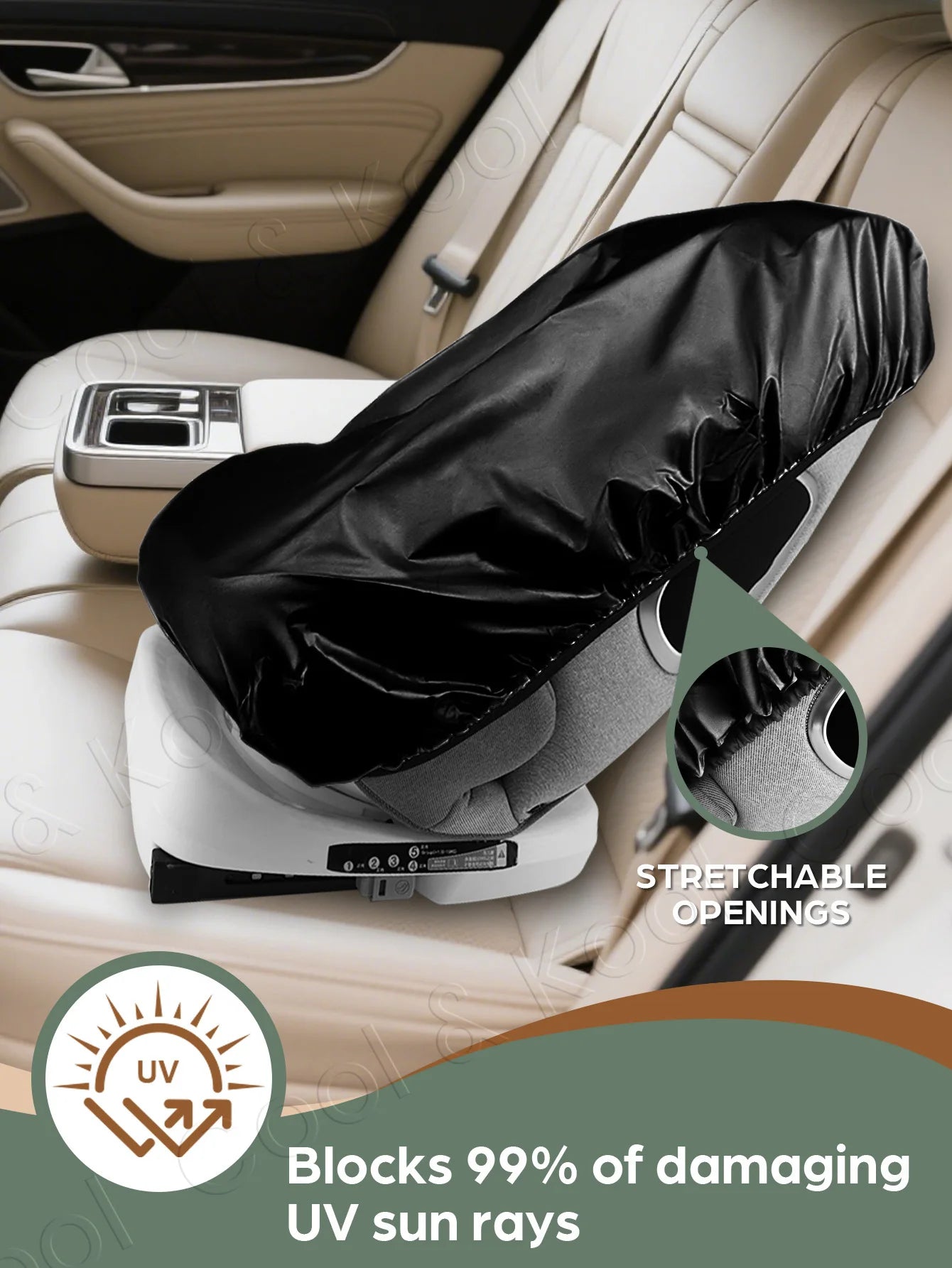 Universal Baby Car Seat Sun Shade, Blocks UV Rays & Reduces Heat for Cooler Rides